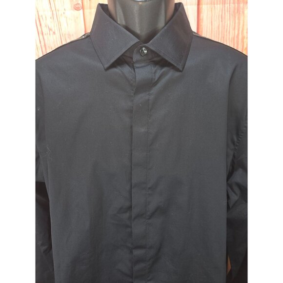 Karl Lagerfeld Paris Mens Studded Black Dress Shirt Large - Picture 3 of 10
